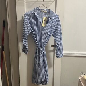 SHUN Blue and White Striped Fashion Dress